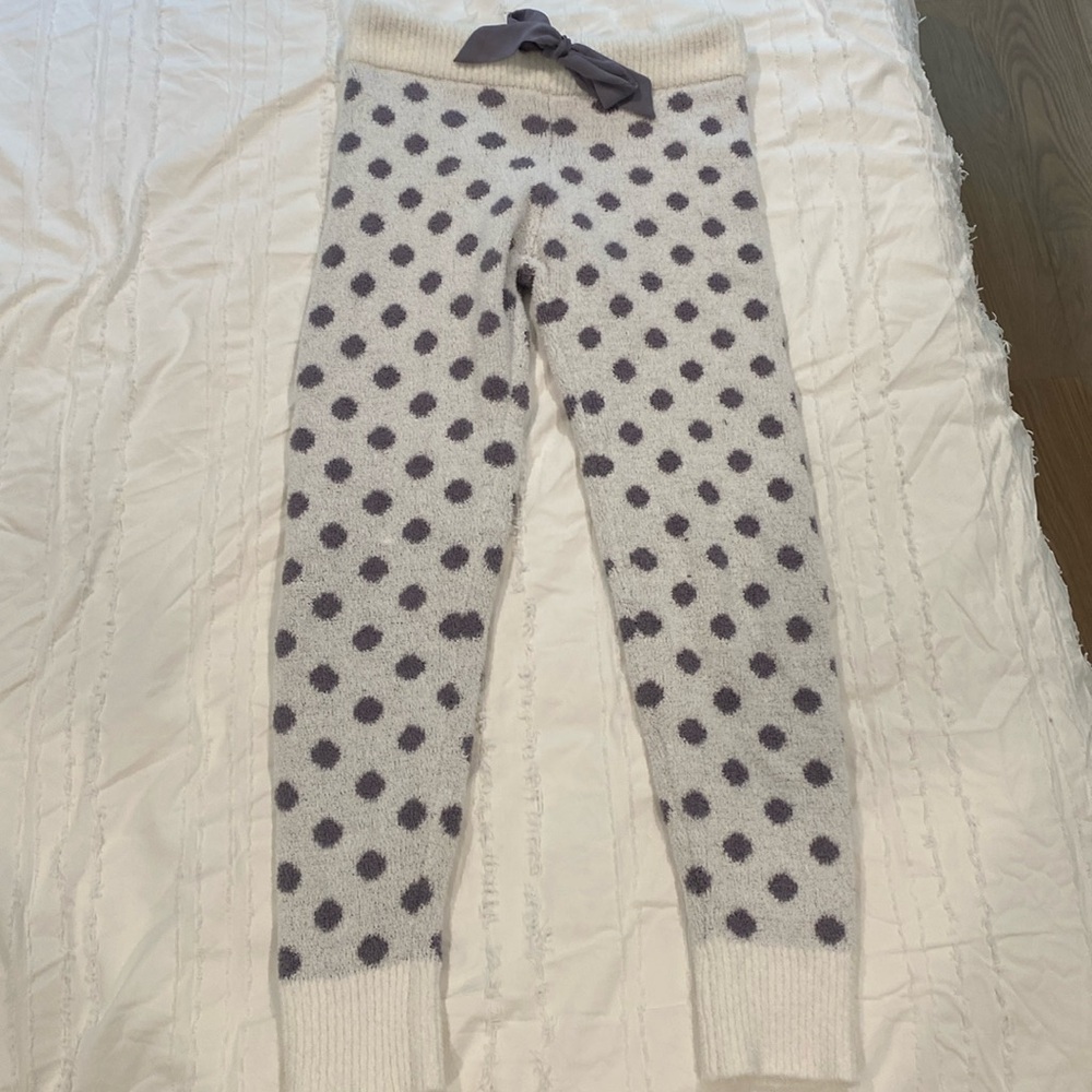 Fluffy pajama pants with polka dots